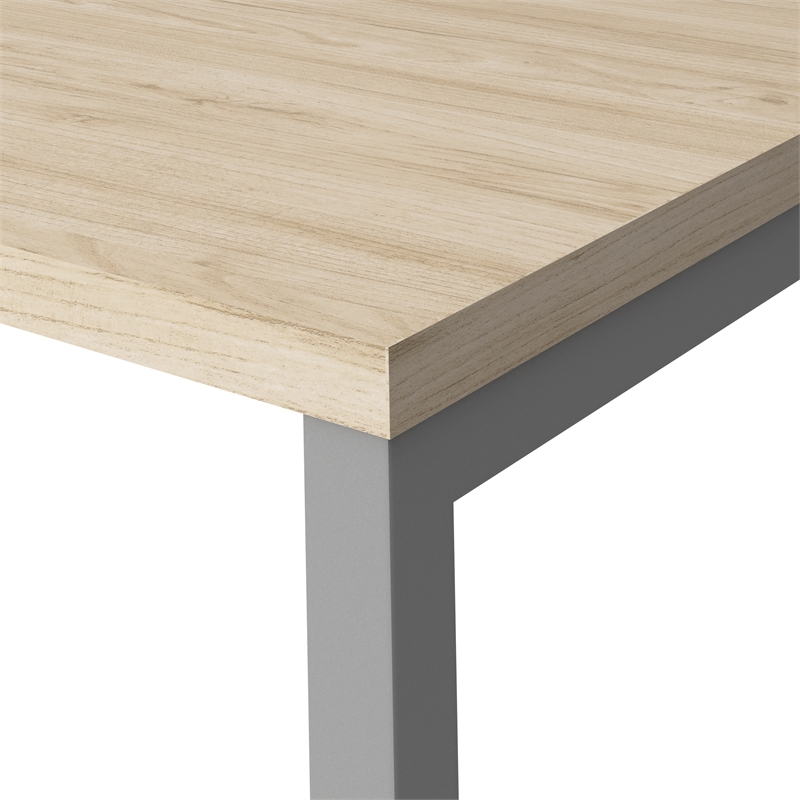 Easy Office Cubicle Desk with Tall Panels in Natural Elm - Engineered Wood