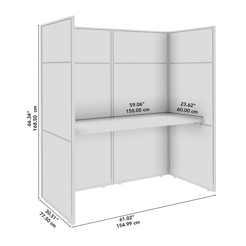 Easy Office Cubicle Desk with Tall Panels in Natural Elm - Engineered Wood