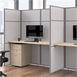 Easy Office Cubicle Desk with Drawers in Natural Elm - Engineered Wood