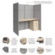 Easy Office Cubicle Desk with Drawers in Natural Elm - Engineered Wood