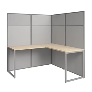 Easy Office L Shaped Cubicle Desk in Natural Elm - Engineered Wood