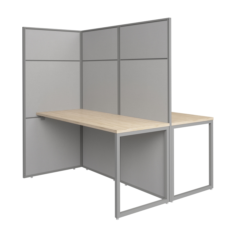 Easy Office 2 Person Cubicle Desk in Natural Elm - Engineered Wood
