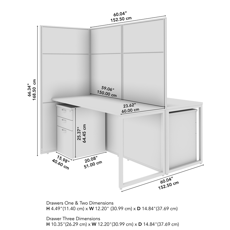 Easy Office 2 Person Cubicle Desk with Drawers in Natural Elm - Engineered Wood
