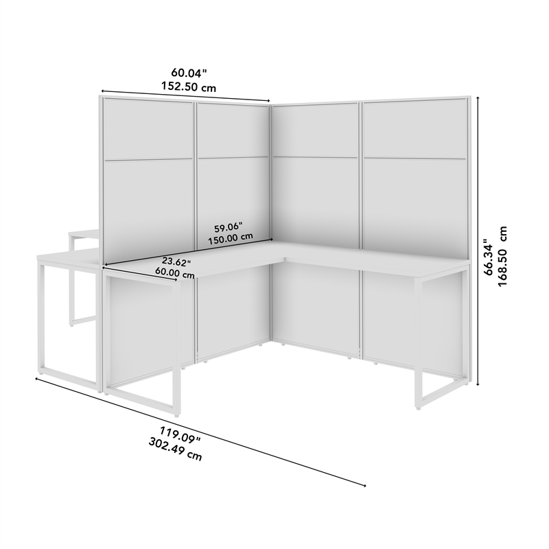 Easy Office 2 Person L Shaped Cubicle Desk in Natural Elm - Engineered Wood