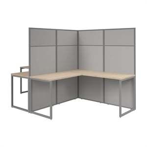 Easy Office 2 Person L Shaped Cubicle Desk in Natural Elm - Engineered Wood