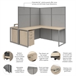 Easy Office 2 Person L Cubicle Desk w/ Drawers in Natural Elm - Engineered Wood