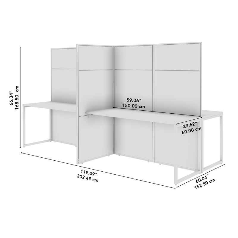 Easy Office 4 Person Cubicle Desk in Natural Elm - Engineered Wood