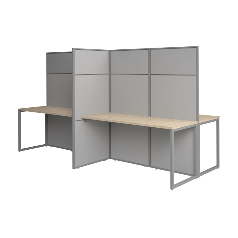 Easy Office 4 Person Cubicle Desk in Natural Elm - Engineered Wood