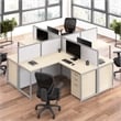 Easy Office 4 Person Cubicle Desk with Drawers in Natural Elm - Engineered Wood