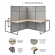 Easy Office 4 Person L Shaped Cubicle Desk in Natural Elm - Engineered Wood