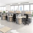 Office in an Hour 3 Person L Cubicle Desk Set in Natural Elm - Engineered Wood