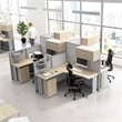 Office in an Hour 2 Person L Cubicle Desk Set in Natural Elm - Engineered Wood