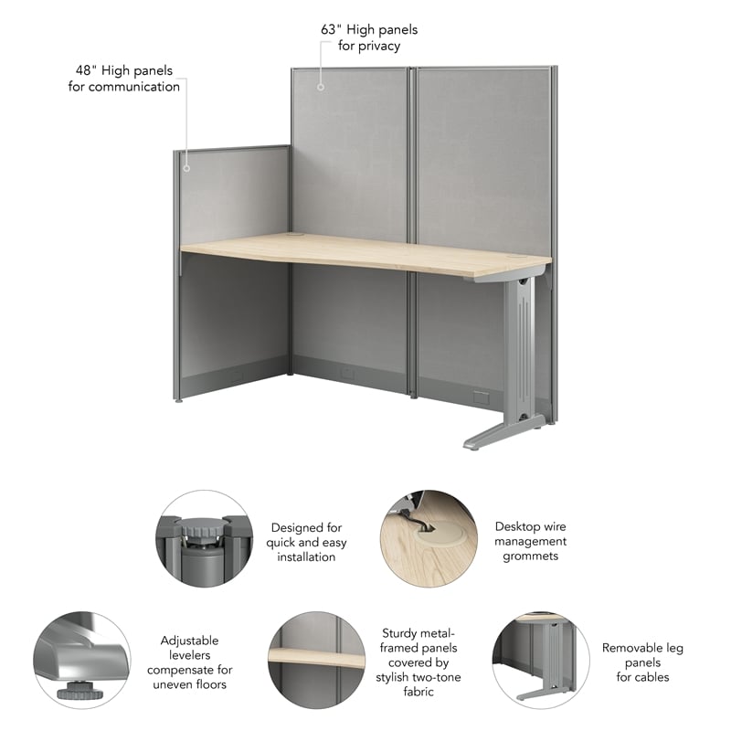 Office in an Hour 65-inch Straight Cubicle Desk in Natural Elm - Engineered Wood