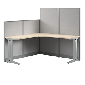 Office in an Hour 65-inch L Shaped Cubicle Desk in Natural Elm - Engineered Wood