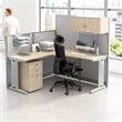 Office in an Hour L Shaped Cubicle Desk Set in Natural Elm - Engineered Wood