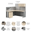 Office in an Hour L Shaped Cubicle Desk Set in Natural Elm - Engineered Wood