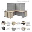 Easy Office 4 Person L Cubicle Desk w/ Drawers in Natural Elm - Engineered Wood