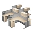 Office in an Hour 4 Person L Cubicle Desk Set in Natural Elm - Engineered Wood