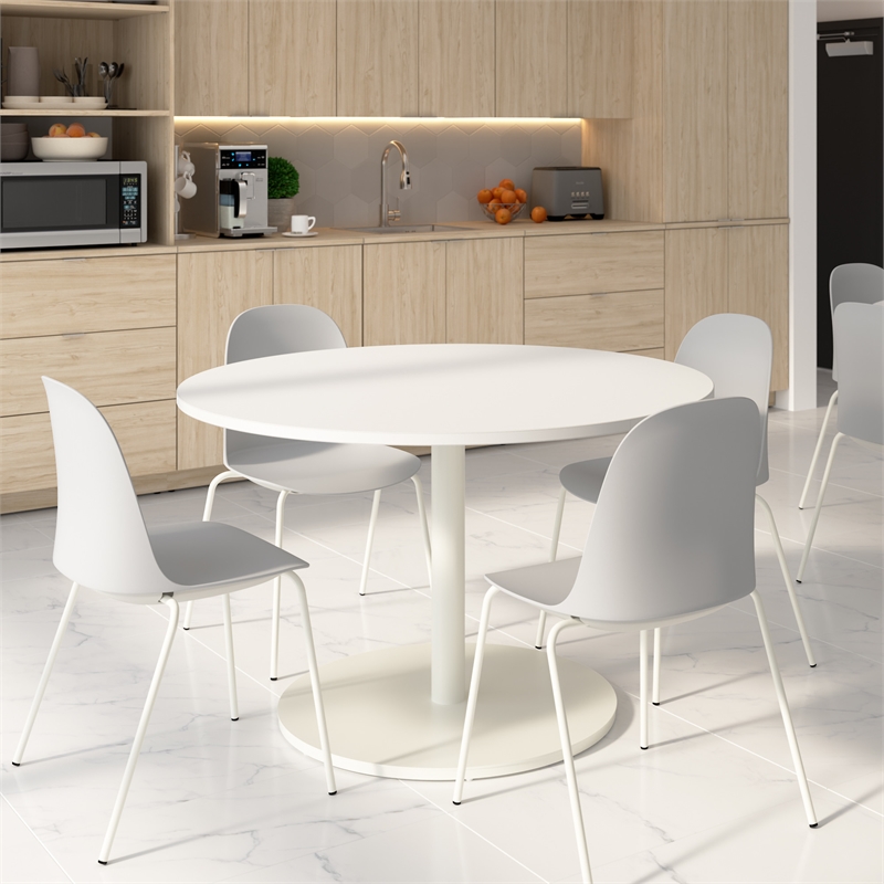 Gather Set of 2 Stackable Cafe Chairs in Light Gray Polypropylene