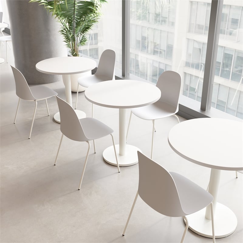 Gather Set of 2 Stackable Cafe Chairs in Light Gray Polypropylene