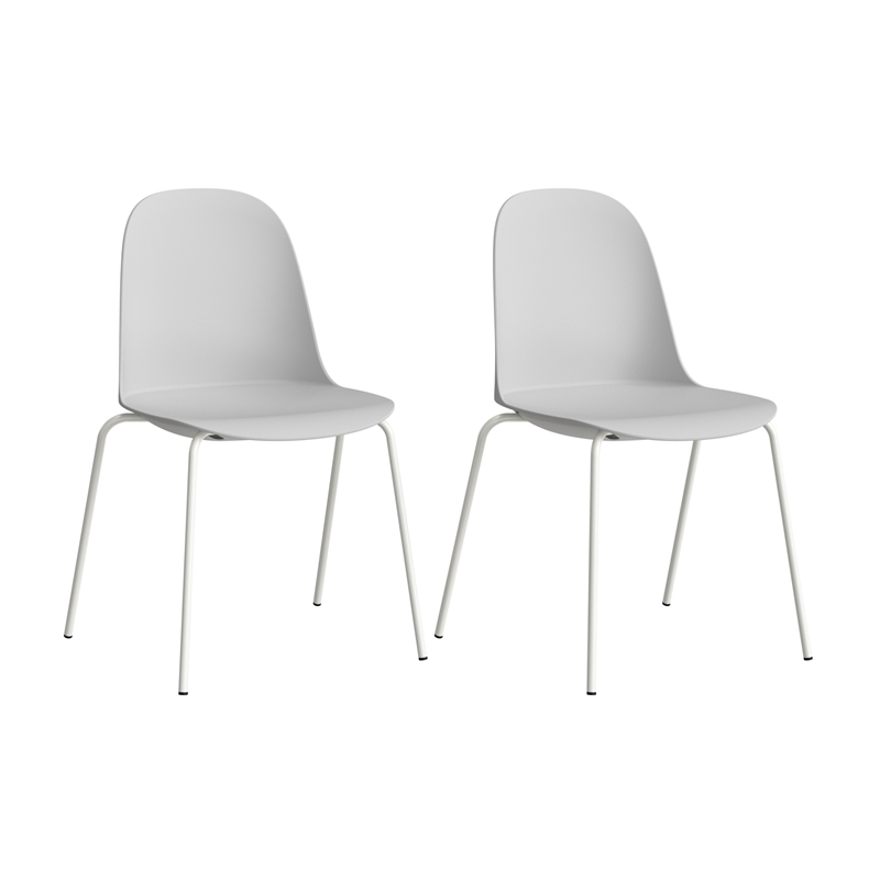 Gather Set of 2 Stackable Cafe Chairs in Light Gray Polypropylene