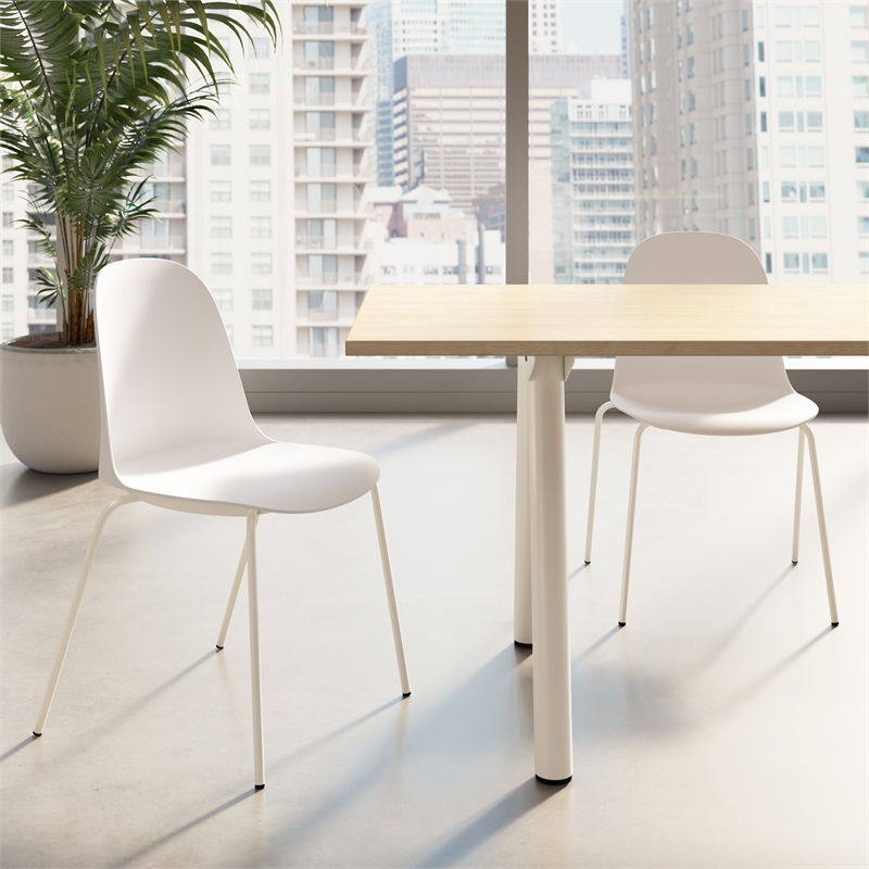 Gather Set of 2 Stackable Cafe Chairs in White Polypropylene