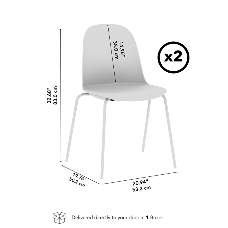 Gather Set of 2 Stackable Cafe Chairs in White Polypropylene