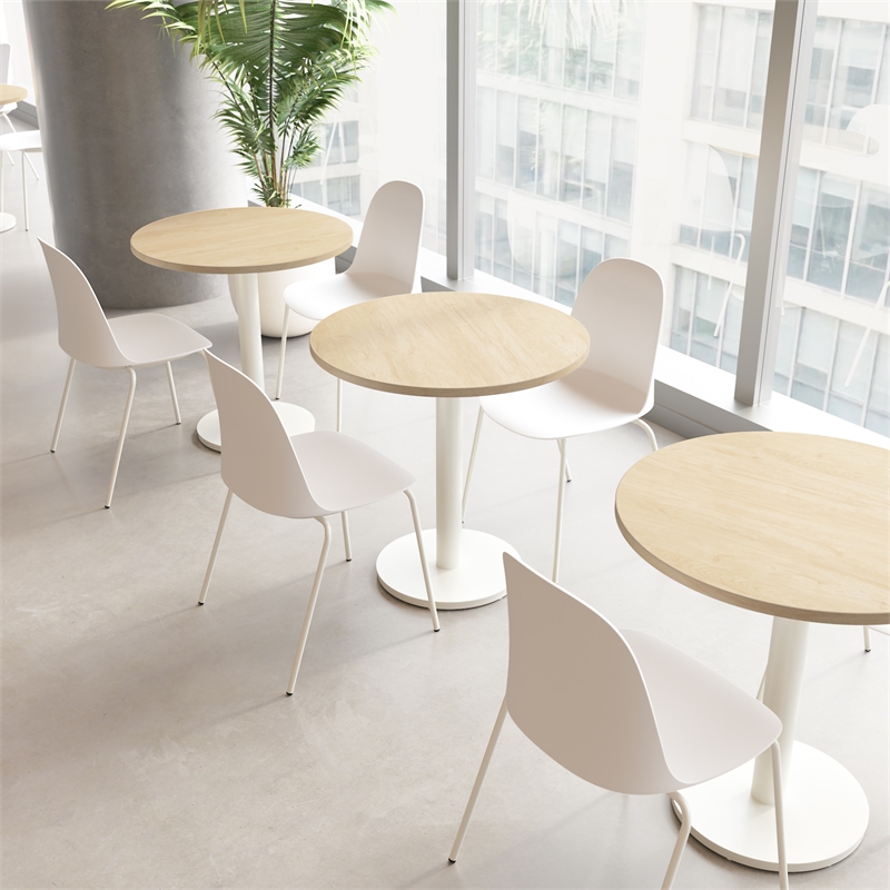 Gather Set of 2 Stackable Cafe Chairs in White Polypropylene