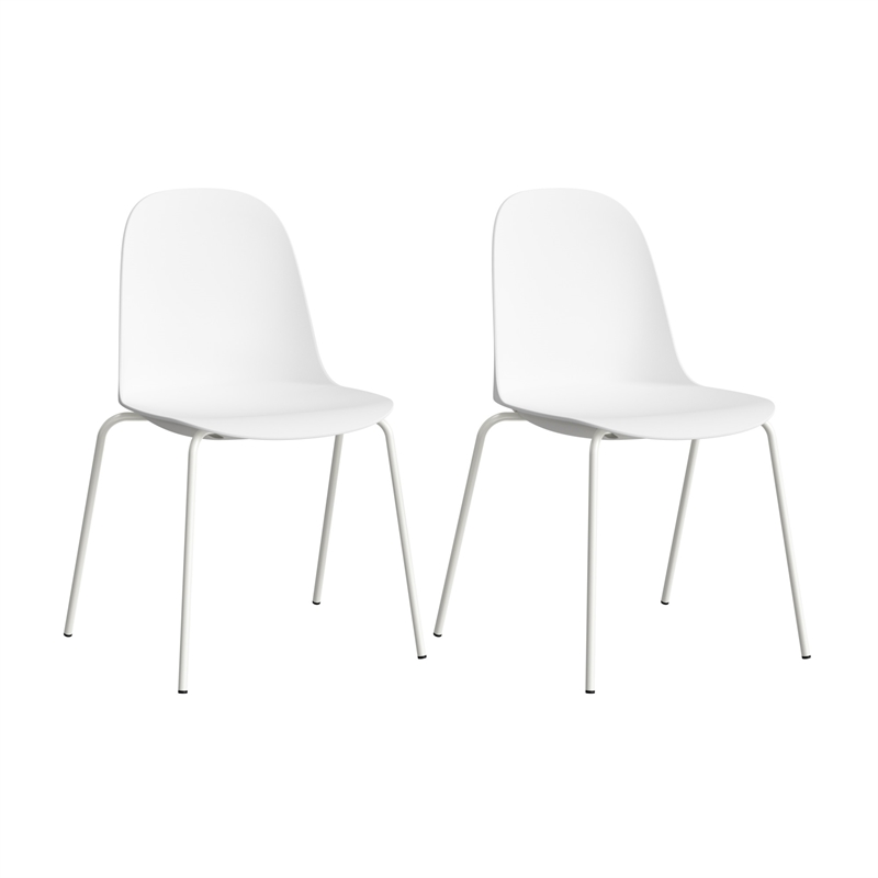 Gather Set of 2 Stackable Cafe Chairs in White Polypropylene