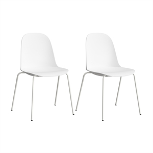 Gather Set of 2 Stackable Cafe Chairs in White Polypropylene