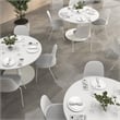 Gather Set of 2 Stackable Cafe Chairs w/ Upholstered Seats in White/Fog Fabric