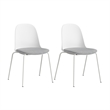 Gather Set of 2 Stackable Cafe Chairs w/ Upholstered Seats in White/Fog Fabric