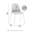 Gather Set of 2 Stackable Cafe Chairs w/ Upholstered Seats in White/Mist Fabric