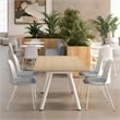 Gather Set of 2 Stackable Cafe Chairs w/ Upholstered Seats in White/Mist Fabric