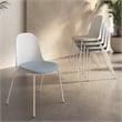 Gather Set of 2 Stackable Cafe Chairs w/ Upholstered Seats in White/Mist Fabric