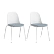 Gather Set of 2 Stackable Cafe Chairs w/ Upholstered Seats in White/Mist Fabric