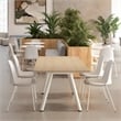 Gather Set of 2 Stackable Cafe Chairs w/ Upholstered Seats in White/Oat Fabric