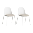 Gather Set of 2 Stackable Cafe Chairs w/ Upholstered Seats in White/Oat Fabric