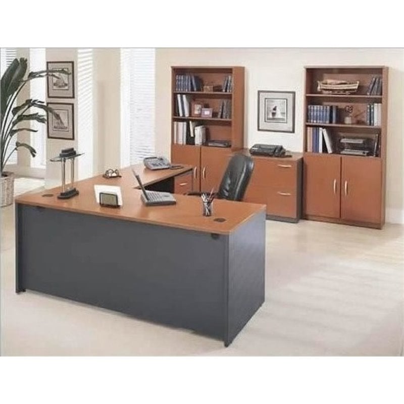 Bush Business Series C 8 Piece L Shape Desk In Auburn Maple Wc