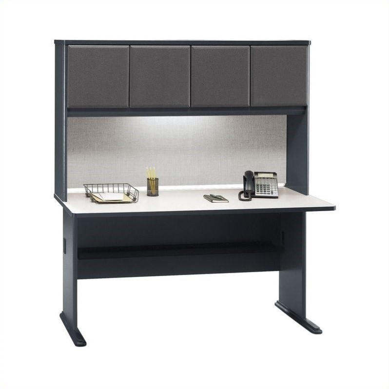 Bush Business Furniture Series A 60" Computer Desk with Hutch in Slate