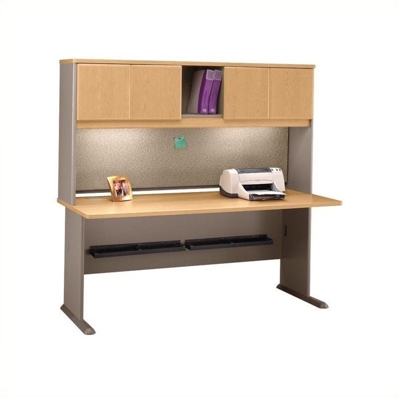 Bush Business Series A 72 Wood Computer Desk With Hutch In Light Oak Bush Business Series A 72 Wood Computer Desk With Hutch In Light Oak