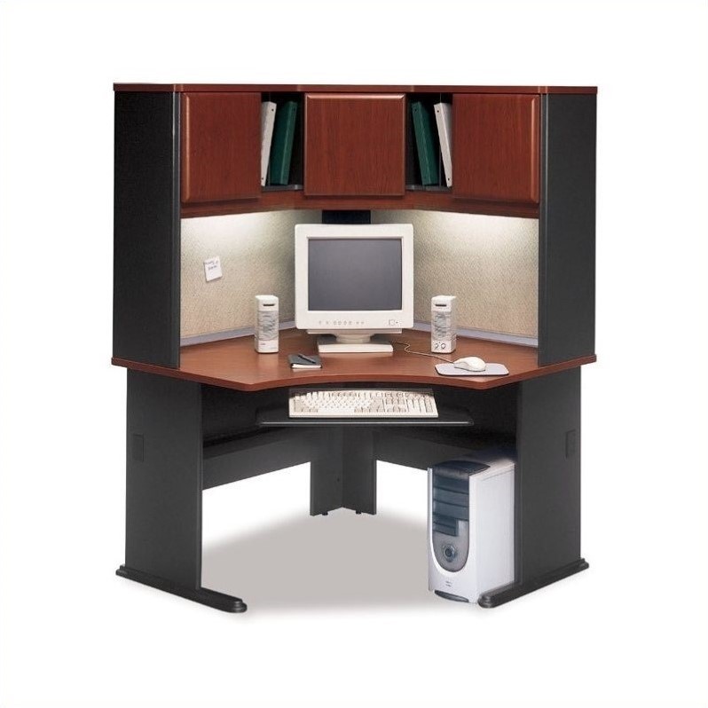 Bush Business Furniture Series A 48 Corner Computer Hutch Desk In Hansen Cherry Wc90466a Pkg2