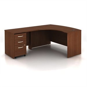 Bush Business Furniture Series C 3-Piece Left-Hand Computer Bow Desk in Mahogany