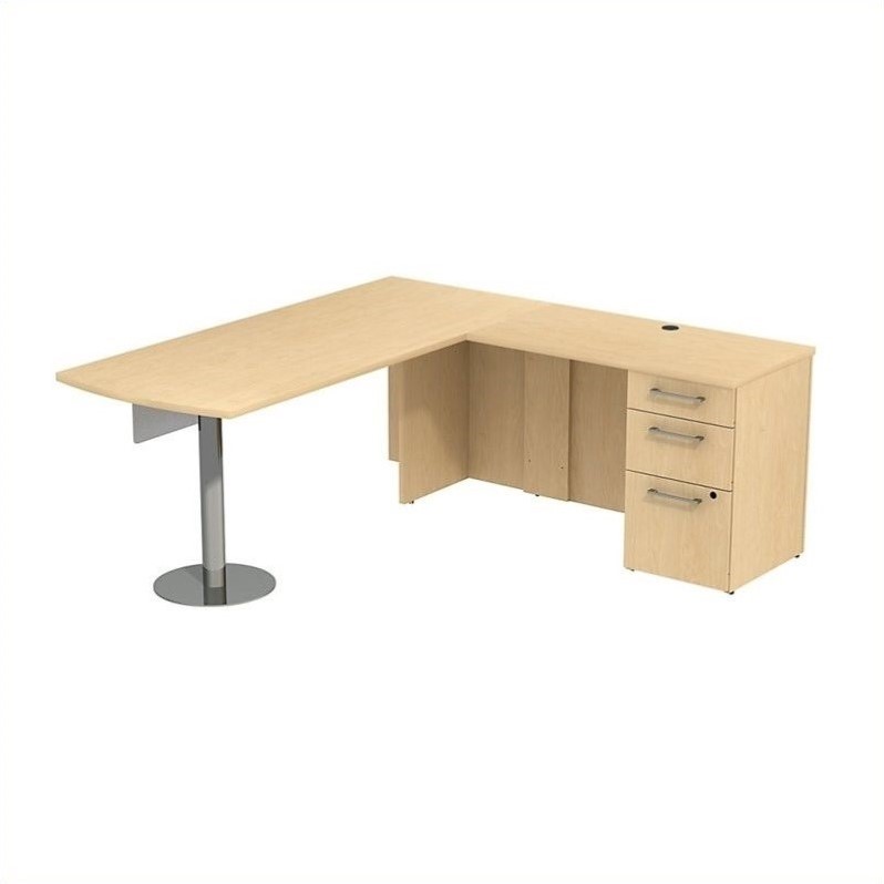 Bush Business 300 Series 72 3 Drawer L Shaped Desk In Natural Maple Bush Business 300 Series 72