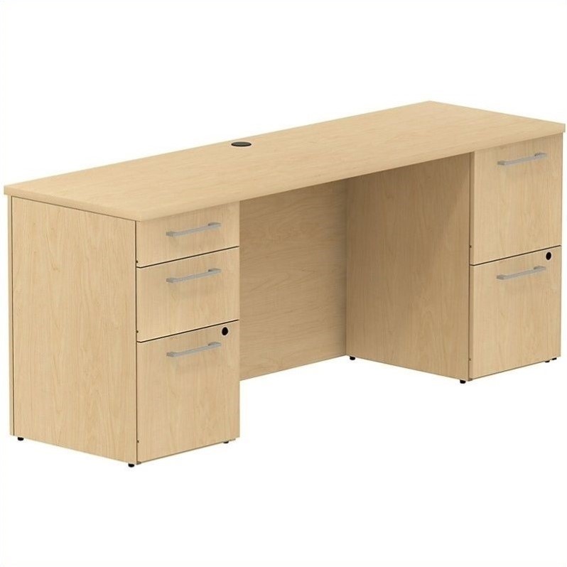Bush Business 300 Series 72w X 22d Pedestal Desk In Natural Maple Bush Business 300 Series 72w X 22d Pedestal Desk In Natural Maple
