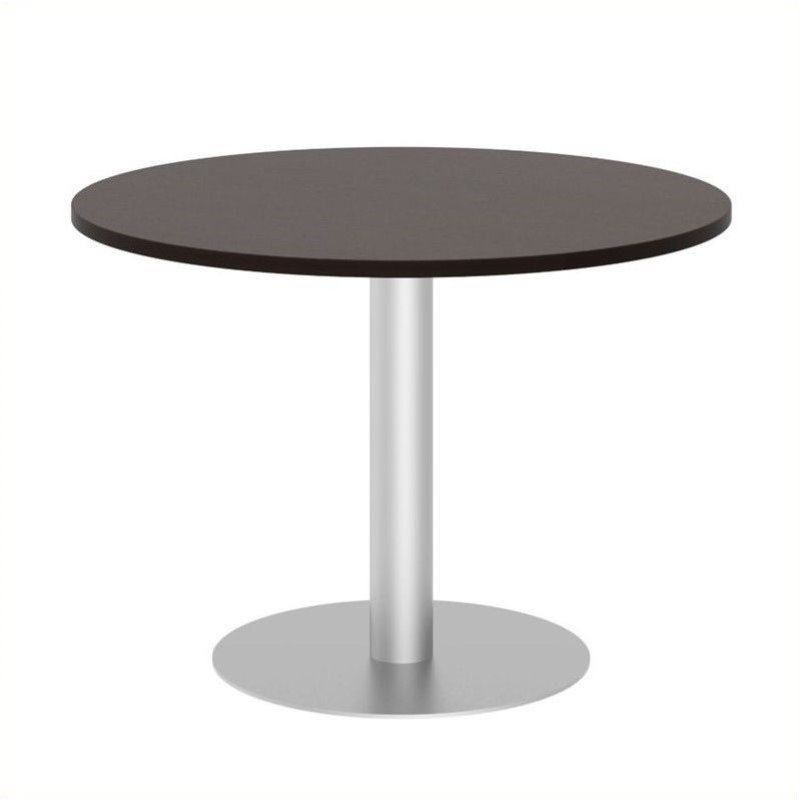 Bush Business Furniture Round Conference Table with Metal Disc Base in