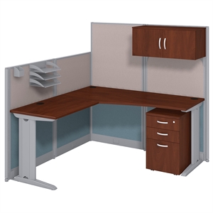 bush business furniture office in an hour 65w x 65d l-workstation with storage and accessory kit