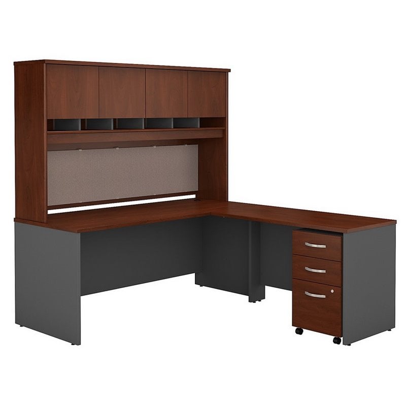 Series C 72w L Shaped Desk With Storage In Hansen Cherry Engineered