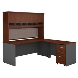 Bush Business Furniture Series C 72W X 30D L-Desk With Hutch and 3 Drawer Mobile Pedestal