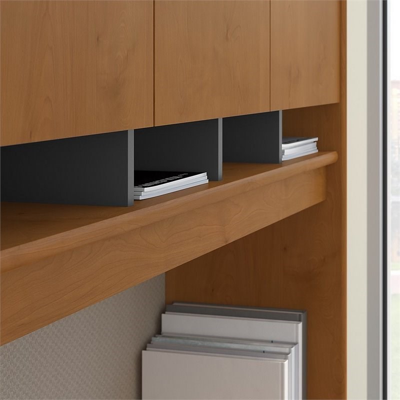 Series C 72W L Shaped Desk with Storage in Natural Cherry - Engineered Wood